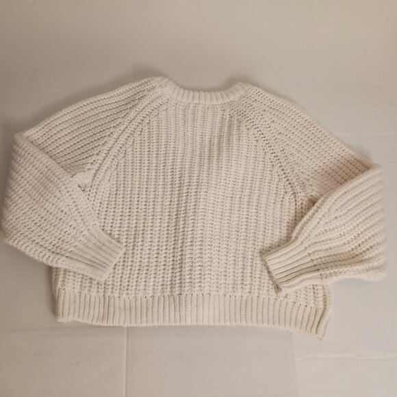 H&M Cream Chunky Knit Cropped Cardigan Sweater Women’s L Cozy Cottagecore - Picture 4 of 16